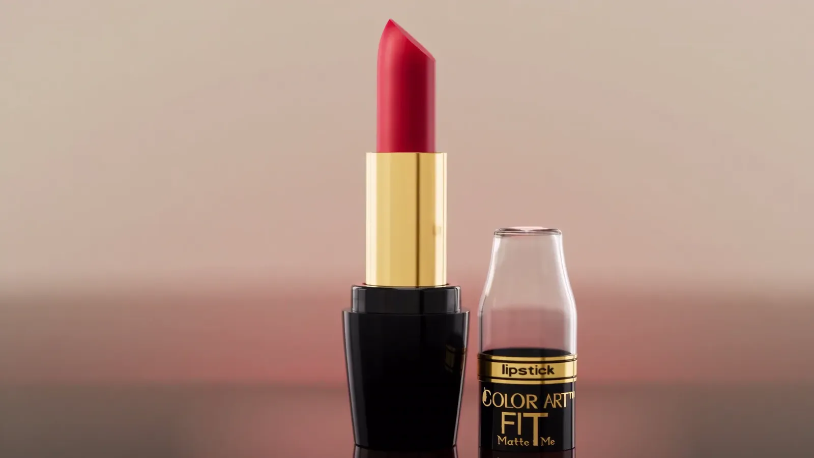 Color Art Cosmetics velvet matte lipstick packaging and pigment render